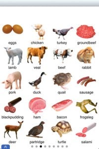 Alimentos en inglés, carnes