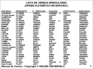Estructura del presente simple, verbos irregulares