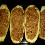 Berenjenas rellenas de carne de cerdo