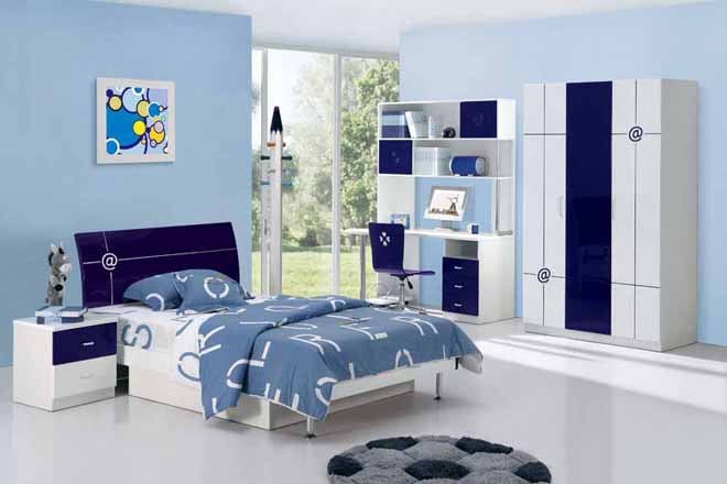 Los colores para habitaciones de niños, y bien organizado puede ser en tonos azules.