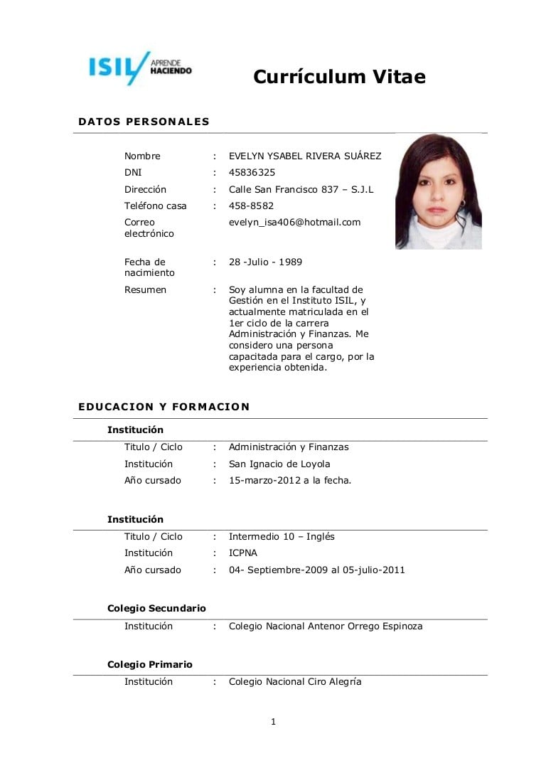 Como Hacer Un Curriculum Vitae - More CV Samples