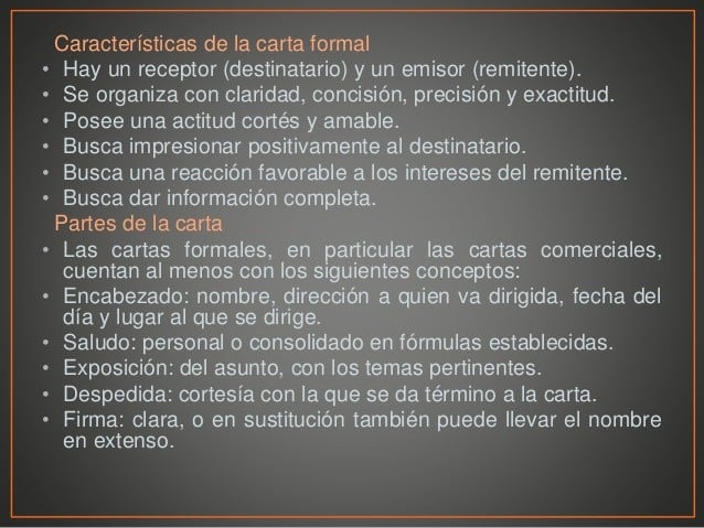 Características de la carta formal - Ejemplos De