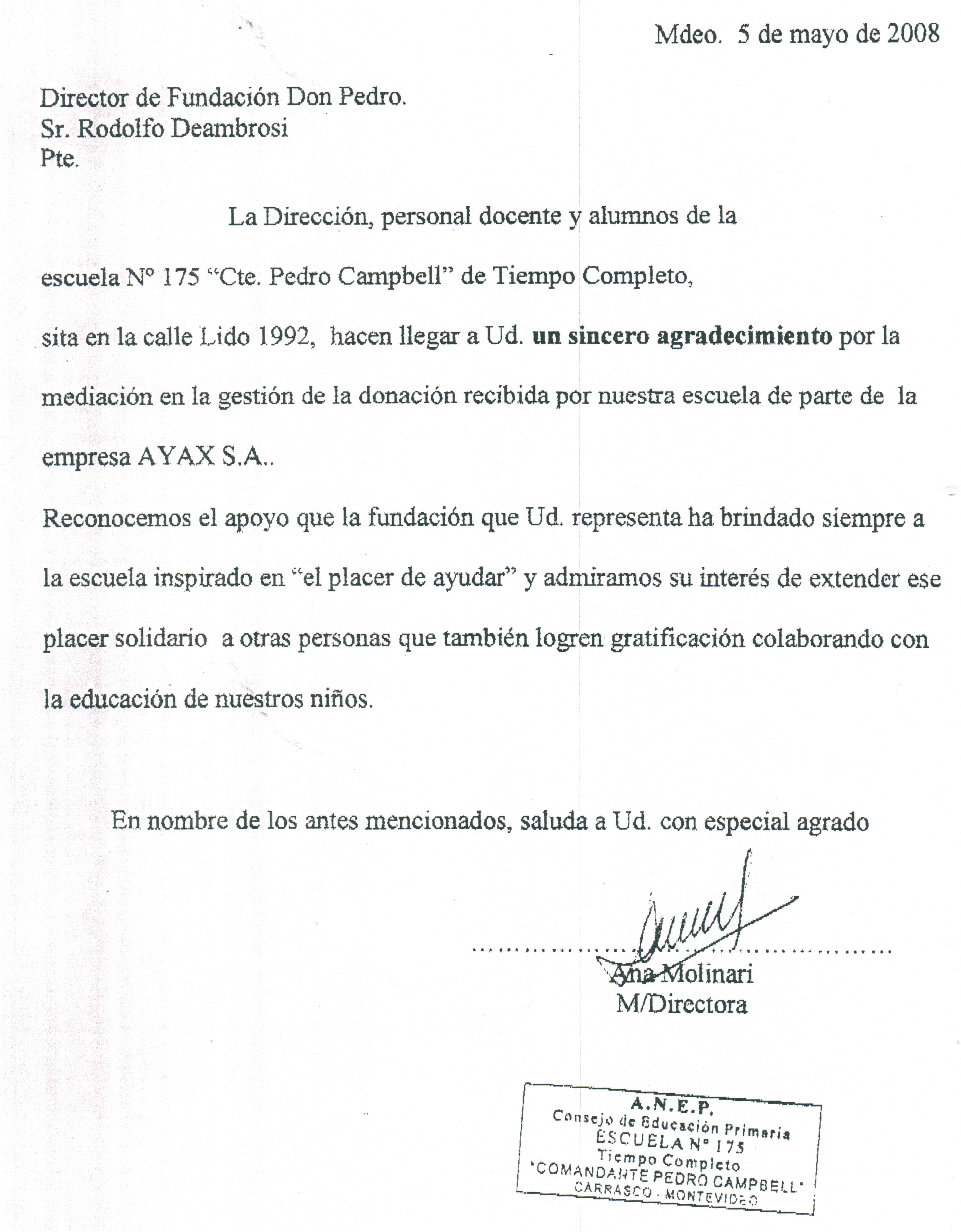 Carta De Agradecimiento Donacion - i Carta De